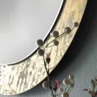 Runder Spiegel mit blattverziertem Glasrahmen Made in Italy - Alisso Viadurini