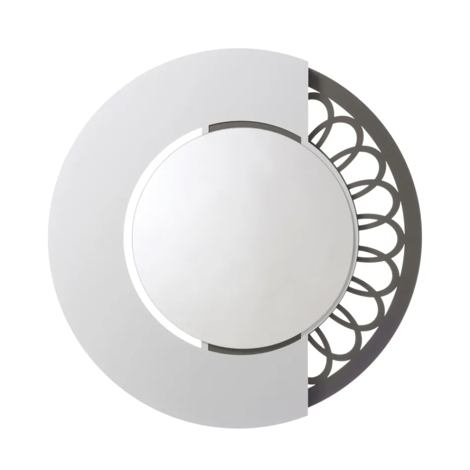 Runder Eisenspiegel mit Seitendekoration, hergestellt in Italien – Vorhängeschloss Viadurini