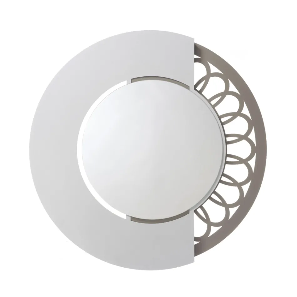 Runder Eisenspiegel mit Seitendekoration, hergestellt in Italien – Vorhängeschloss Viadurini