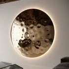 Clea runder Wandspiegel aus gehämmertem Glas, hergestellt in Italien Viadurini