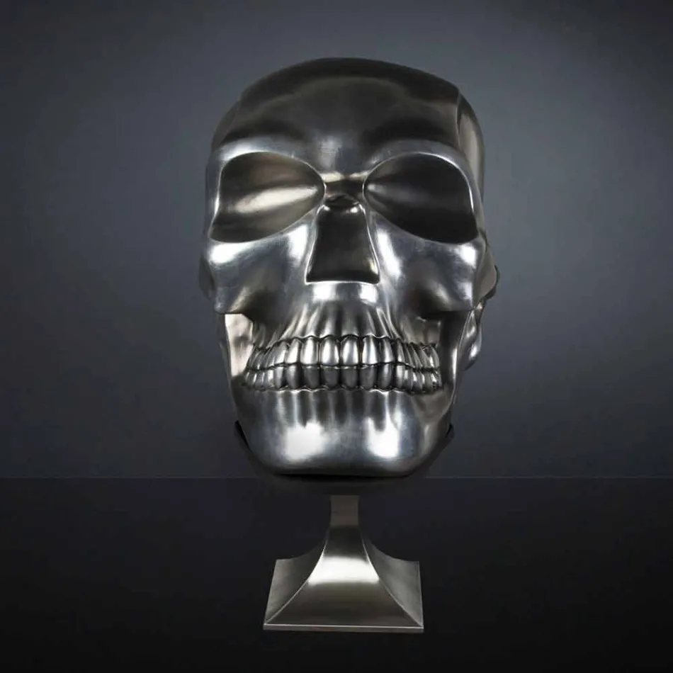Totenkopf-Statue aus Silberkeramik Made in Italy - Skull Viadurini