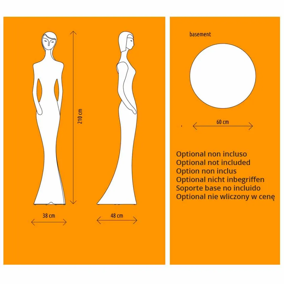 Leuchtendes Statuen-Bodendesign mit LED-Licht für den Innenbereich - Penelope von Myyour Viadurini