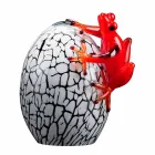 Echtfarbige eiförmige Figur mit Frosch Made in Italy - Huevo Viadurini