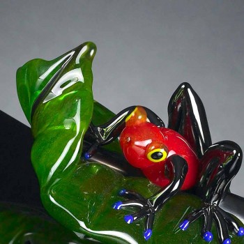 Dekorative Figur in Form eines Frosches auf Glasblatt Made in Italy - Leaf