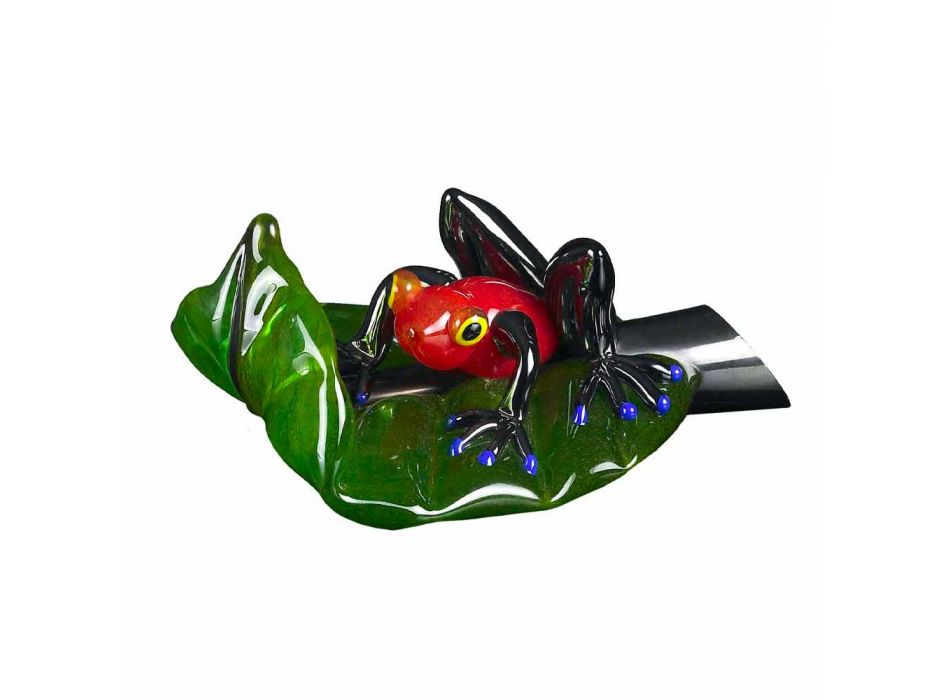 Dekorative Figur in Form eines Frosches auf Glasblatt Made in Italy - Leaf