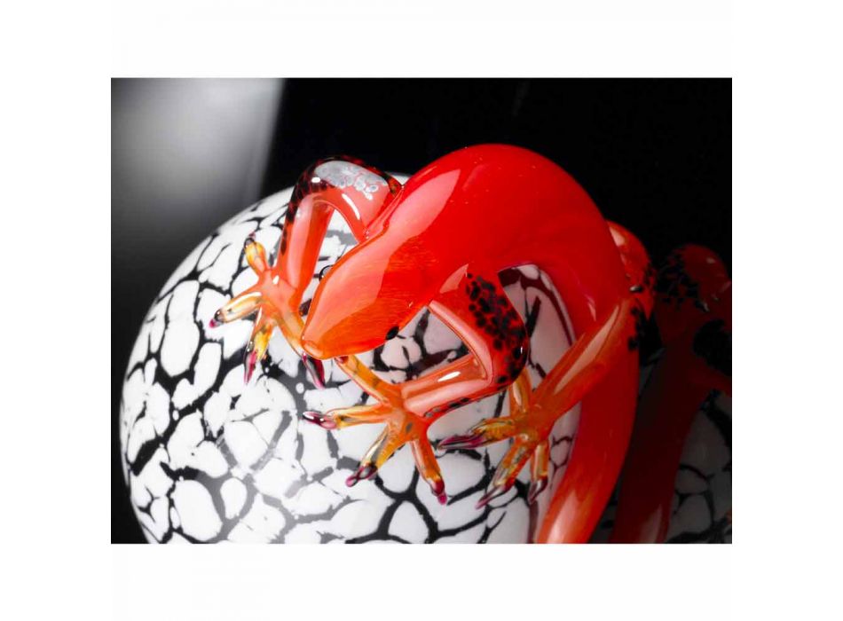 Dekorative eiförmige Glasfigur mit Gecko Made in Italy - Huevo