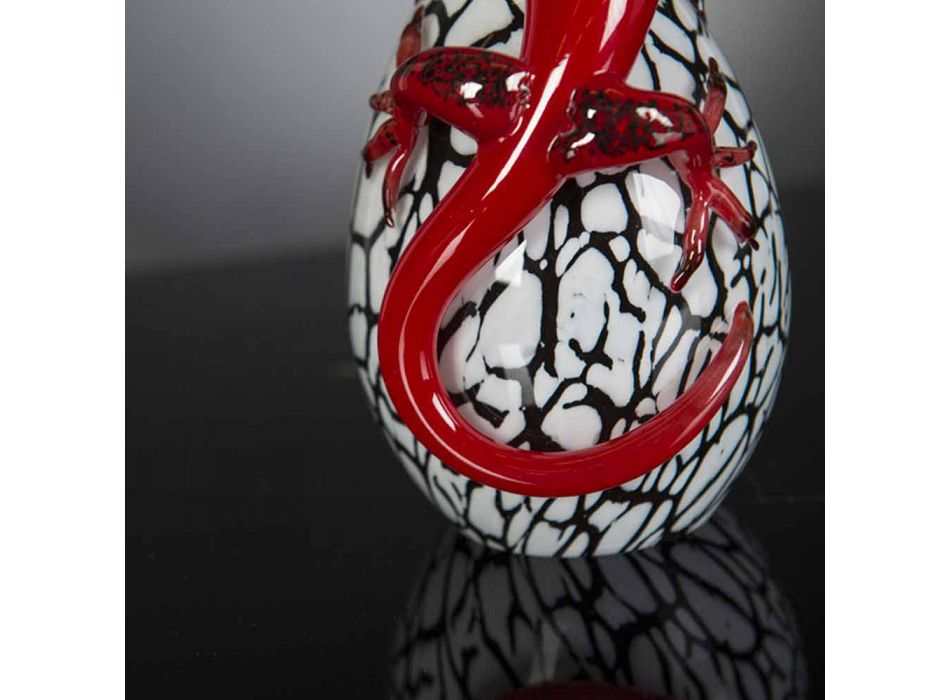 Dekorative eiförmige Glasfigur mit Gecko Made in Italy - Huevo