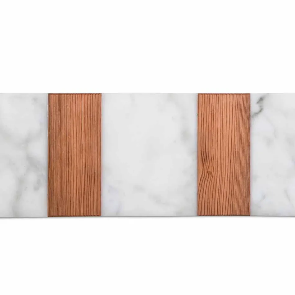 Weißer Carrara Marmor und Holz Made in Italy Design Schneidebrett - Evea Viadurini