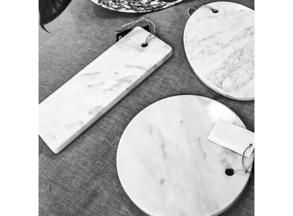 Rundes Design Weiß Carrara Marmor Schneidebrett Made in Italy - Mascha Viadurini