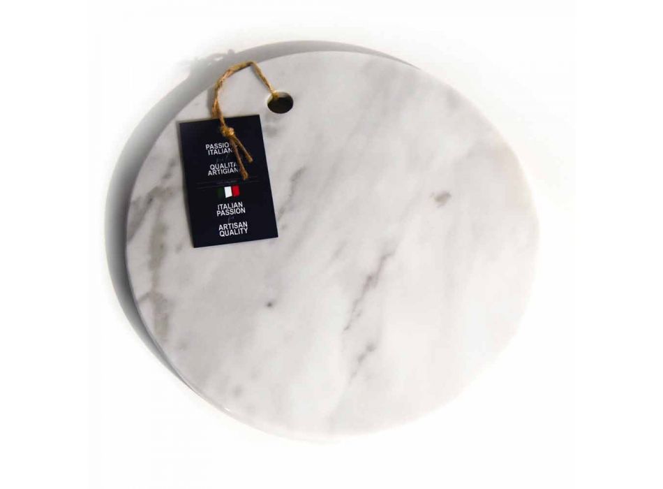 Rundes Design Weiß Carrara Marmor Schneidebrett Made in Italy - Mascha Viadurini