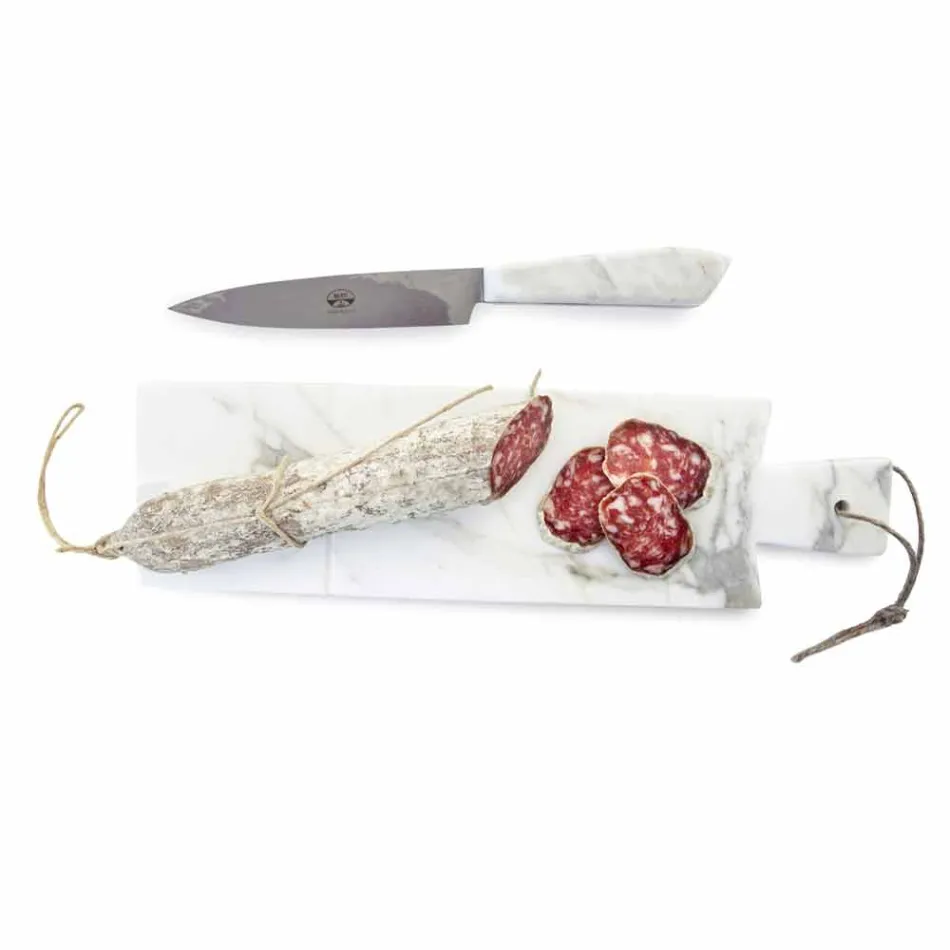 Modernes Schneidebrett aus weißem Carrara-Marmor Made in Italy - Biblon Viadurini