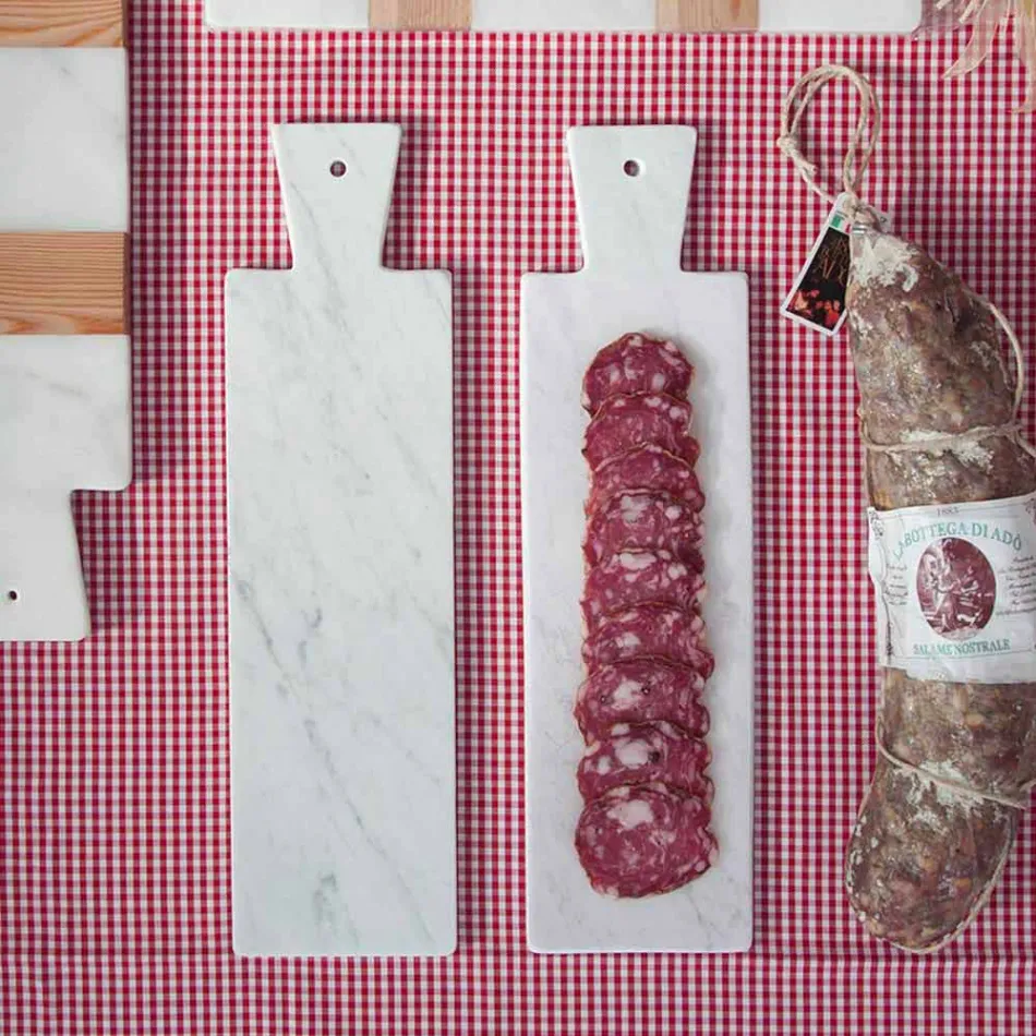 Modernes Schneidebrett aus weißem Carrara-Marmor Made in Italy - Biblon Viadurini