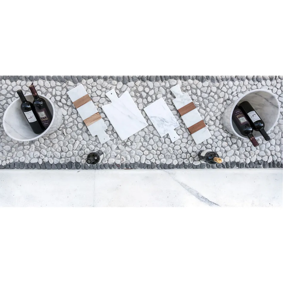 Modernes Schneidebrett aus weißem Carrara-Marmor Made in Italy - Biblon Viadurini