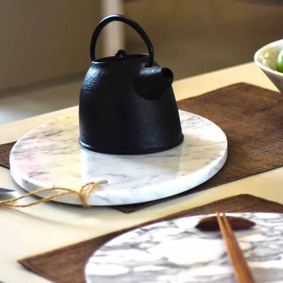 Modernes ovales Schneidebrett aus weißem Carrara-Marmor Made in Italy - Masha Viadurini