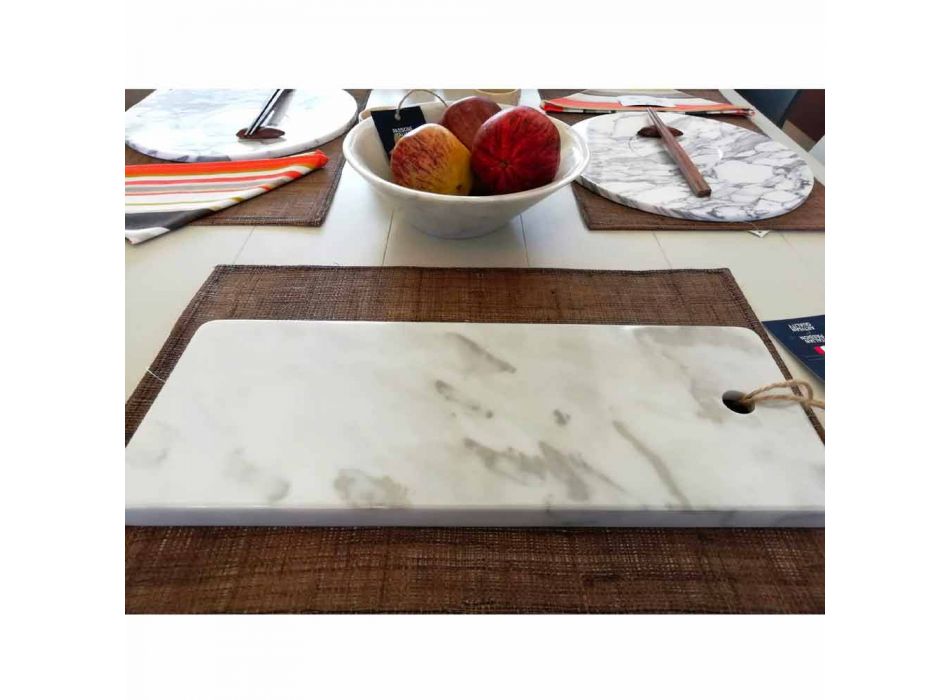 Rechteckiges Schneidebrett aus weißem Carrara-Marmor Made in Italy - Masha Viadurini