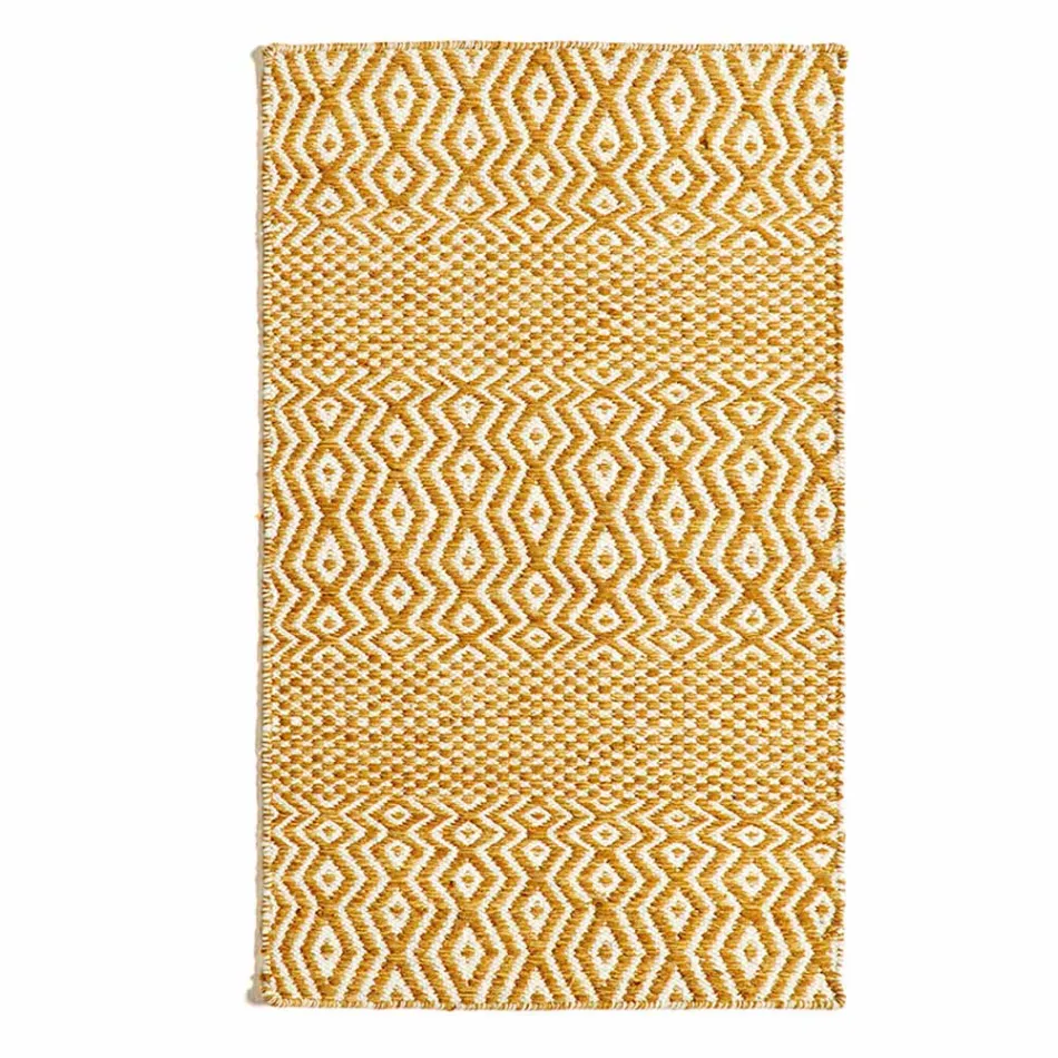 Wohnzimmerteppich im modernen Design aus handgefertigter Wolle und Baumwolle – Minera Viadurini