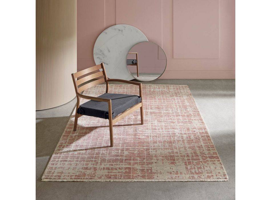 Moderner handgewebter Wohnzimmerteppich aus Wolle und Baumwolle – Neppo Viadurini