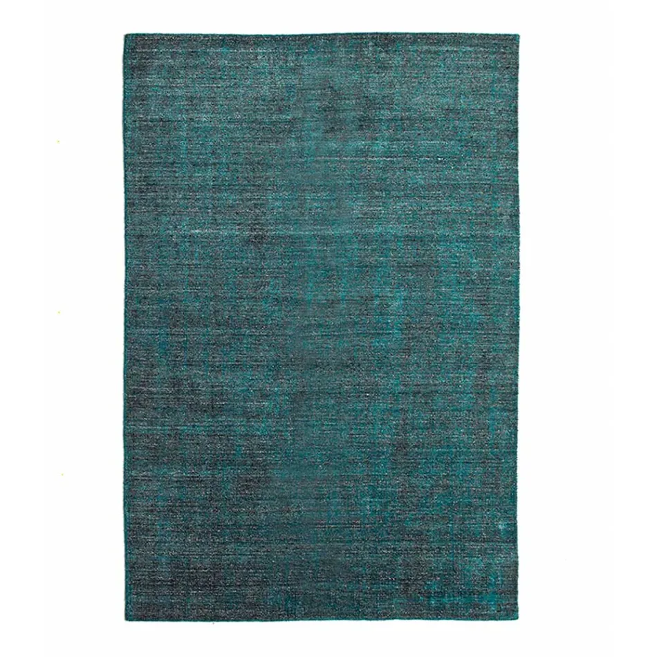 Auf einem manuellen Webstuhl hergestellter Wohnzimmerteppich aus Viskose, Wolle und Baumwolle – Cristel Viadurini