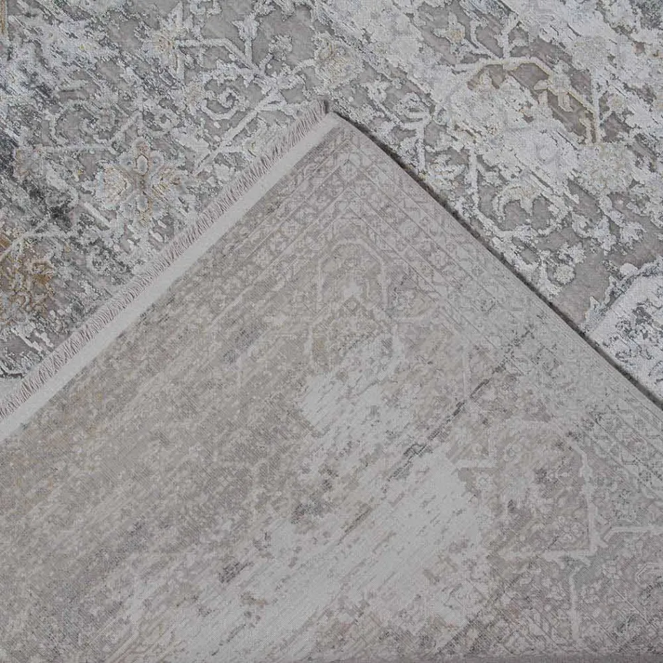 Designer Teppich in Viskose und Acrylgrau Beige mit Design - Präsident Viadurini