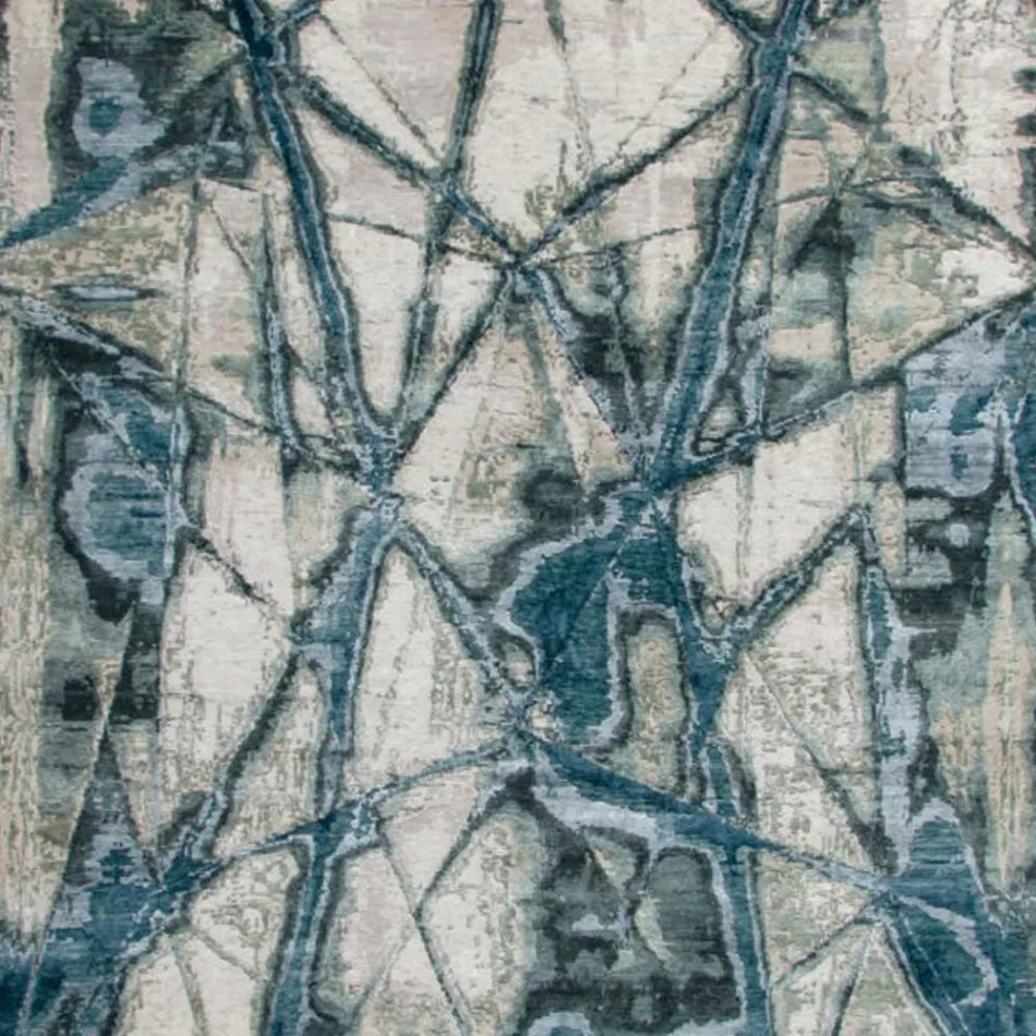 Moderner gemusterter Wohnzimmerteppich aus Bambusseide und Wolle – Laptos Viadurini