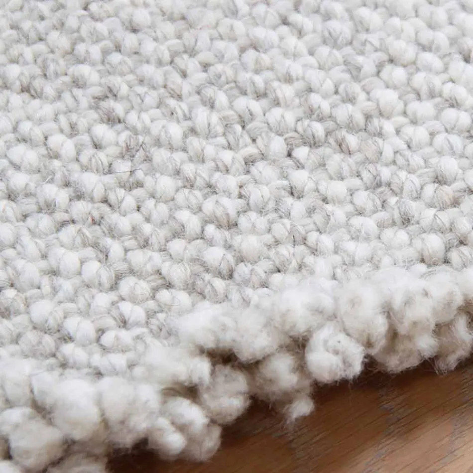 Großer und moderner Wollteppich mit Fransen Schwarz oder Creme - Jacqueline Viadurini