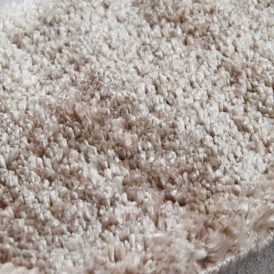 Großer Teppich aus modernem Design aus Seide und Baumwolle, gefärbtes langes Haar - Etesia Viadurini