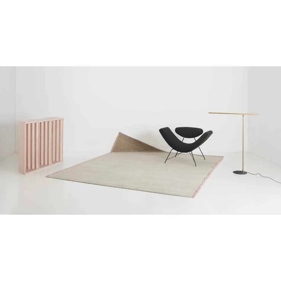 Teppich aus Viskose und Baumwolle mit farbigen Fransen in modernem Seidendesign - Garbino Viadurini