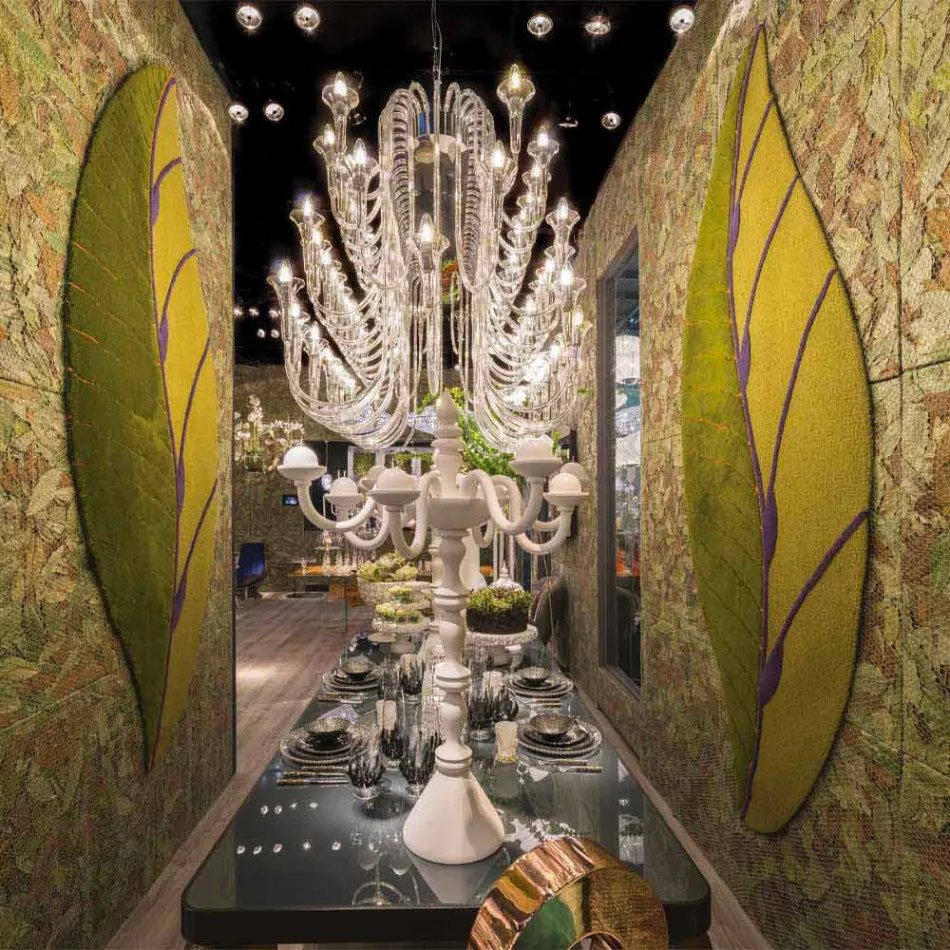 Wohnzimmerteppich in Blattform aus handgetufteter Wolle Made in Italy - Acino Viadurini