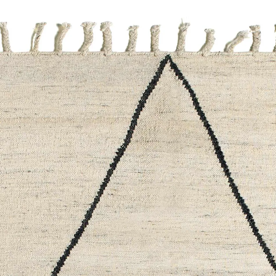 Wohnzimmerteppich aus Wolle und Baumwolle mit modernem geometrischem Design – Metria Viadurini