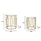 Couchtische aus Harz mit goldenem Eisen- und Marmoreffekt, 2-teilig - Pietro Viadurini