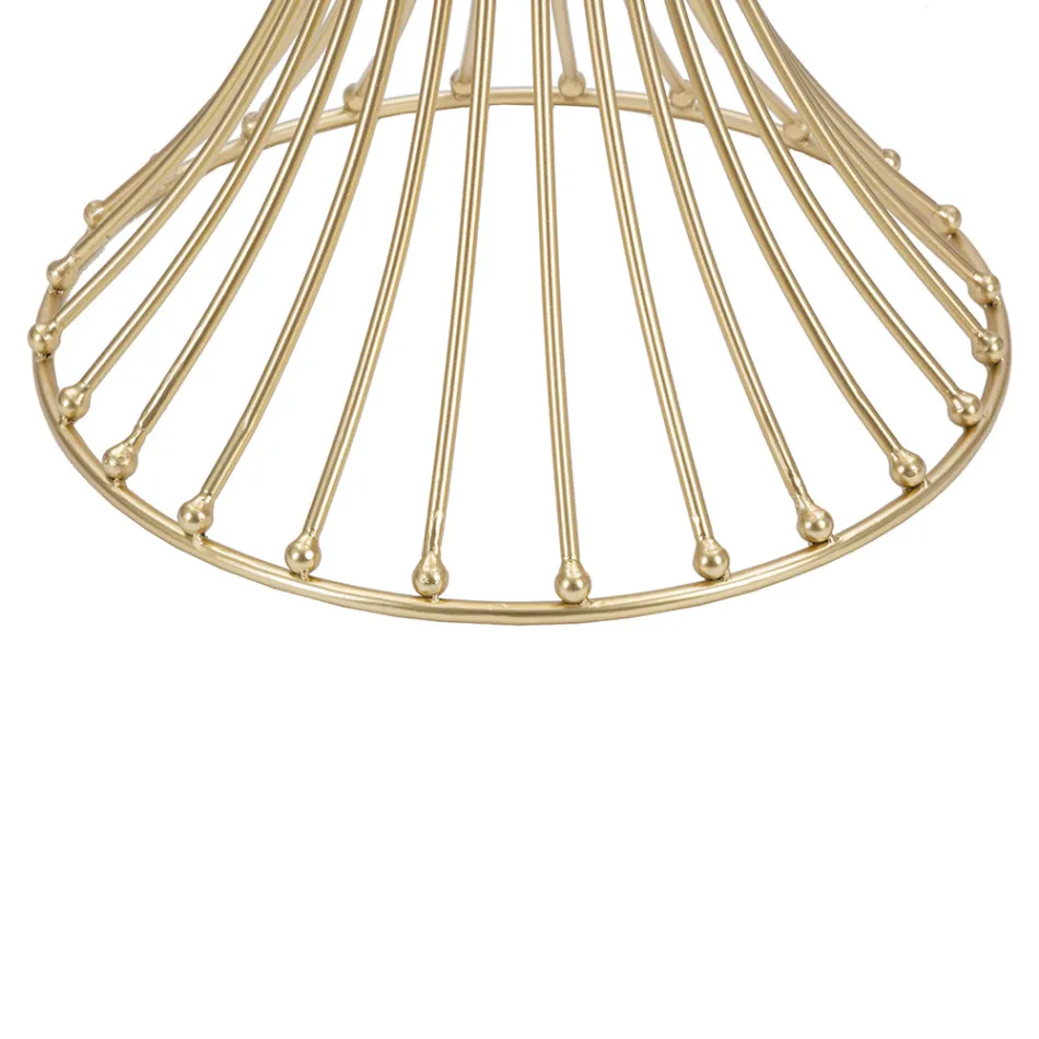 Runder hoher Couchtisch aus goldenem Eisen mit Kugeln und Rauchglasplatte - Dexter Viadurini