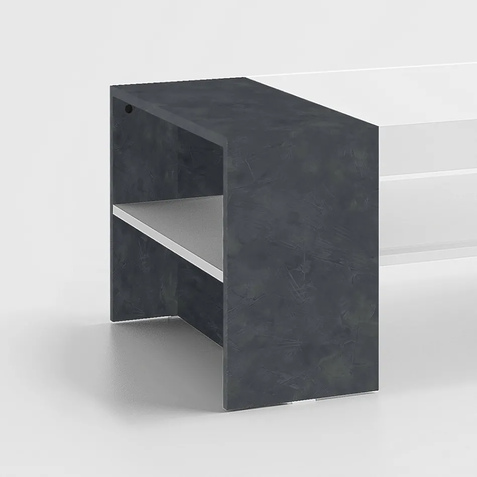 Niedriger Couchtisch für das Wohnzimmer aus weißem Holz 3 Ausführungen - Rames Viadurini