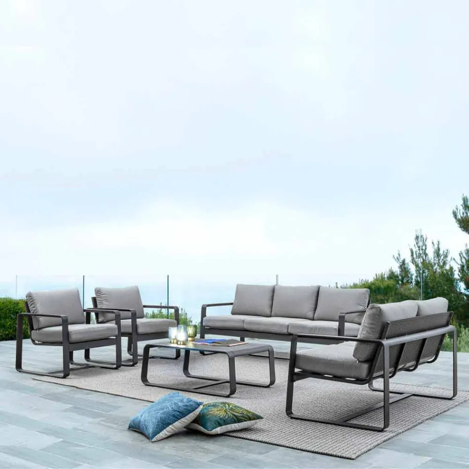 Niedriger Tisch im Freien aus weiß oder anthrazit lackiertem Aluminium - Aniello Viadurini