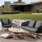 Niedriger Outdoor-Couchtisch aus Teakholz mit ovaler Platte, Homemotion – Ricardo Viadurini
