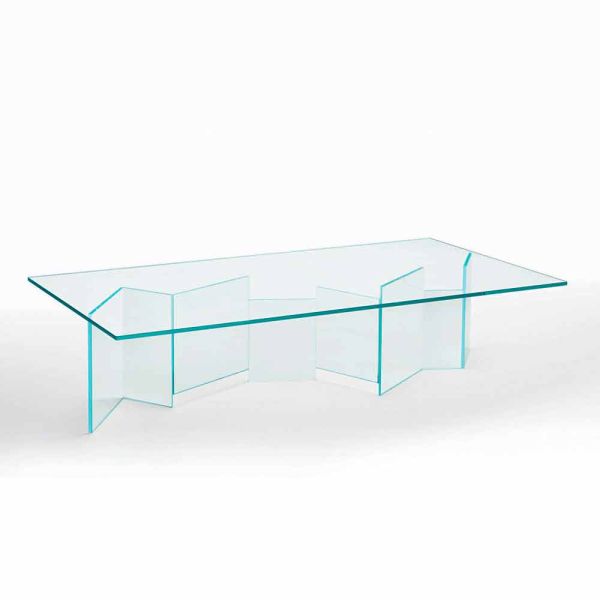 Niedriger couchtisch aus extra klarem glas 2 größen made in italy - random