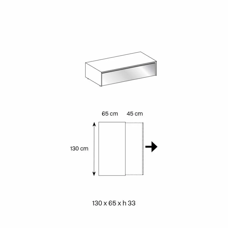 Niedriger Wohnzimmertisch aus Rauchglas und Holzschubladen 3 Größen - Mantra Viadurini