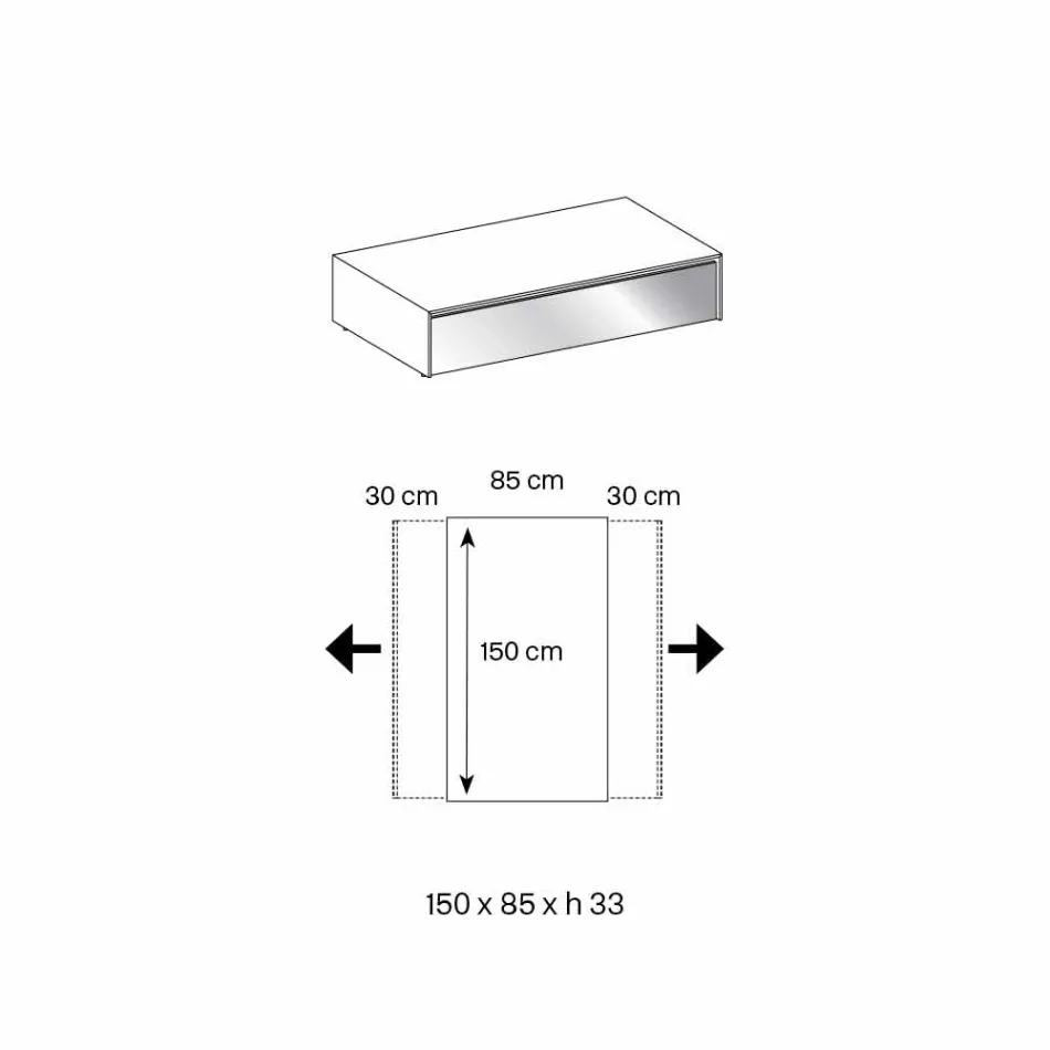 Niedriger Wohnzimmertisch aus Rauchglas und Holzschubladen 3 Größen - Mantra Viadurini