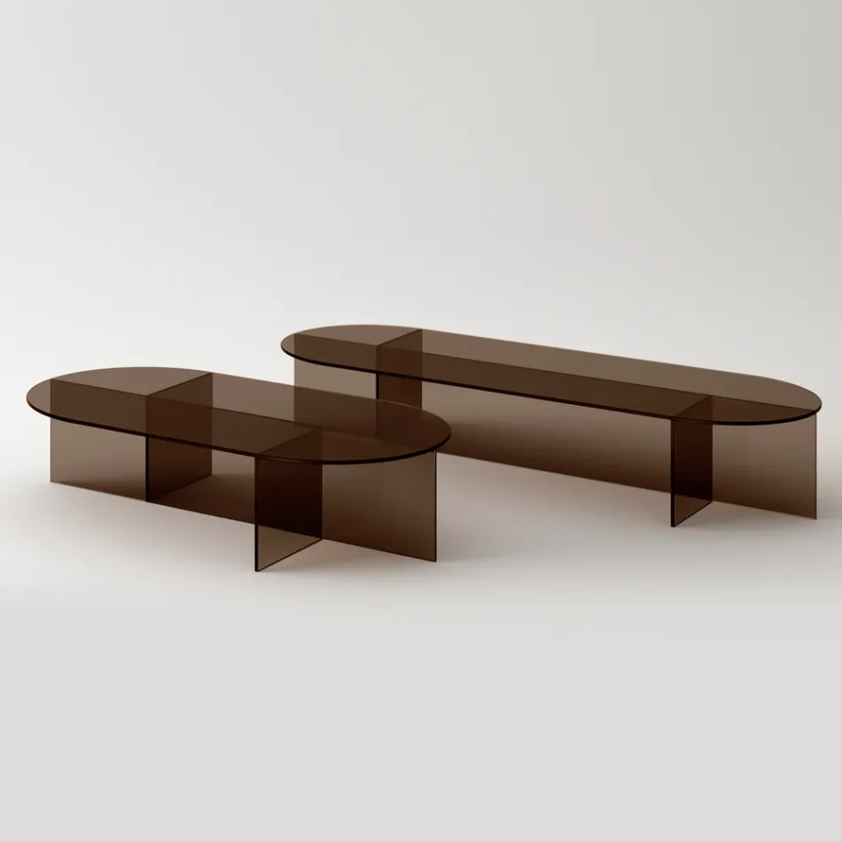Laris Couchtisch aus Bronzeglas mit raffiniertem Design, hergestellt in Italien Viadurini
