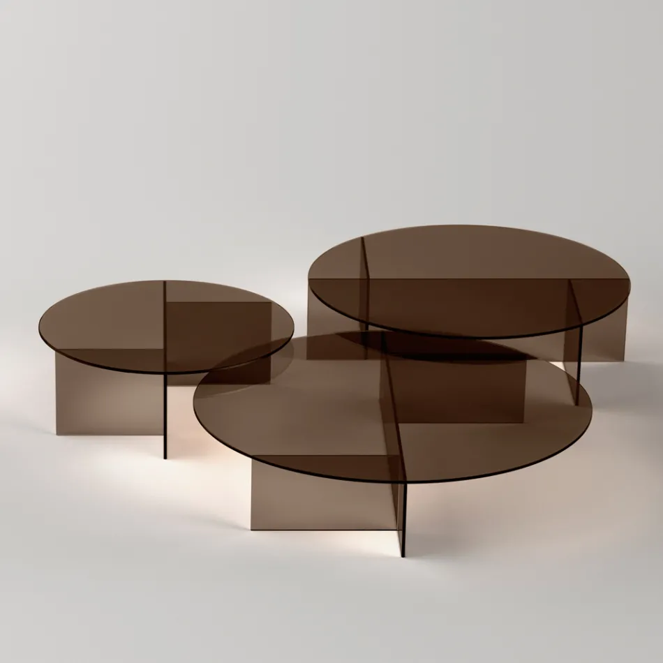 Laris Couchtisch aus Bronzeglas mit raffiniertem Design, hergestellt in Italien Viadurini