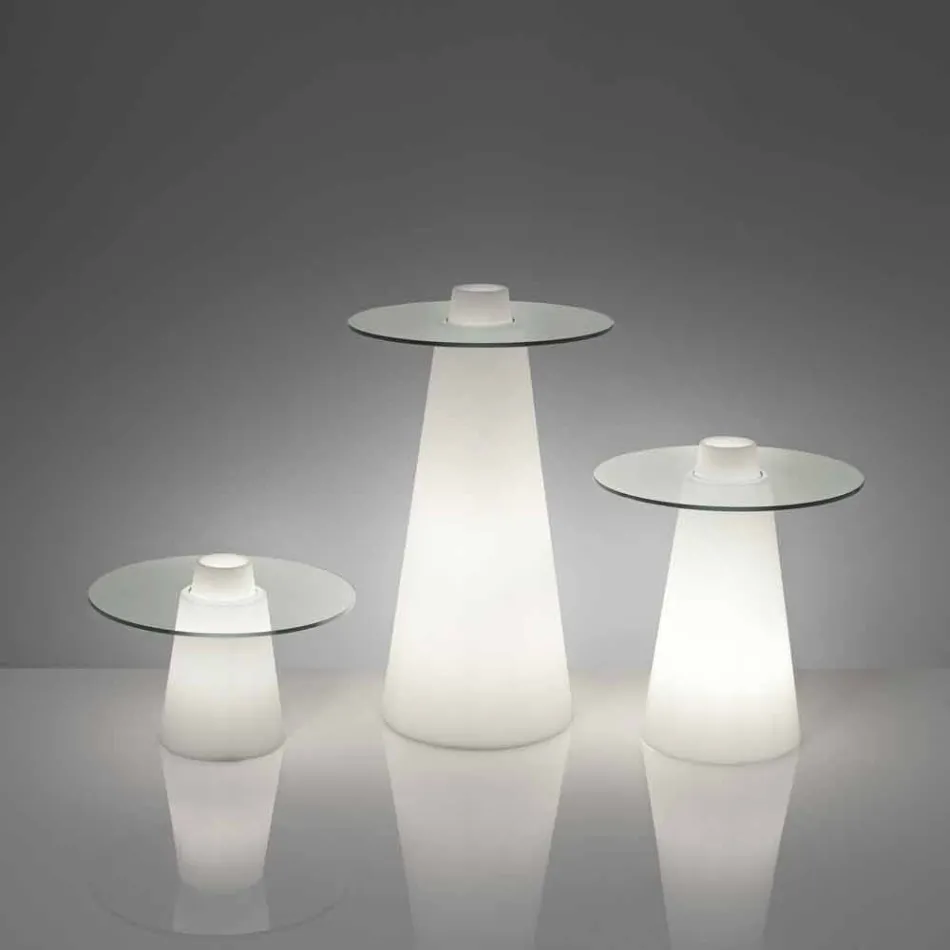 Slide Peak niedriger Tisch (H50) aus Polyethylen und Glas, hergestellt in Italien Viadurini