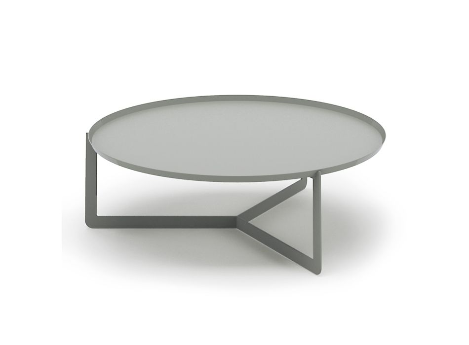 Niedriger runder Tisch im Freien aus farbigem Metall Made in Italy - Stephane Viadurini