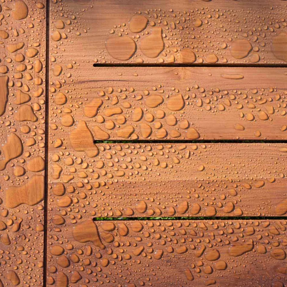 Niedriger quadratischer Couchtisch für Wohnzimmer im Freien in natürlichem oder schwarzem Holz - Suzana Viadurini