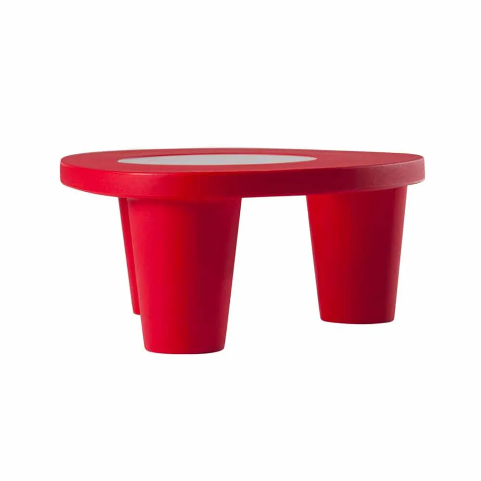 Niedriger Tisch Low Slide Lita Tisch Polyethylen und Glas aus Italien Viadurini