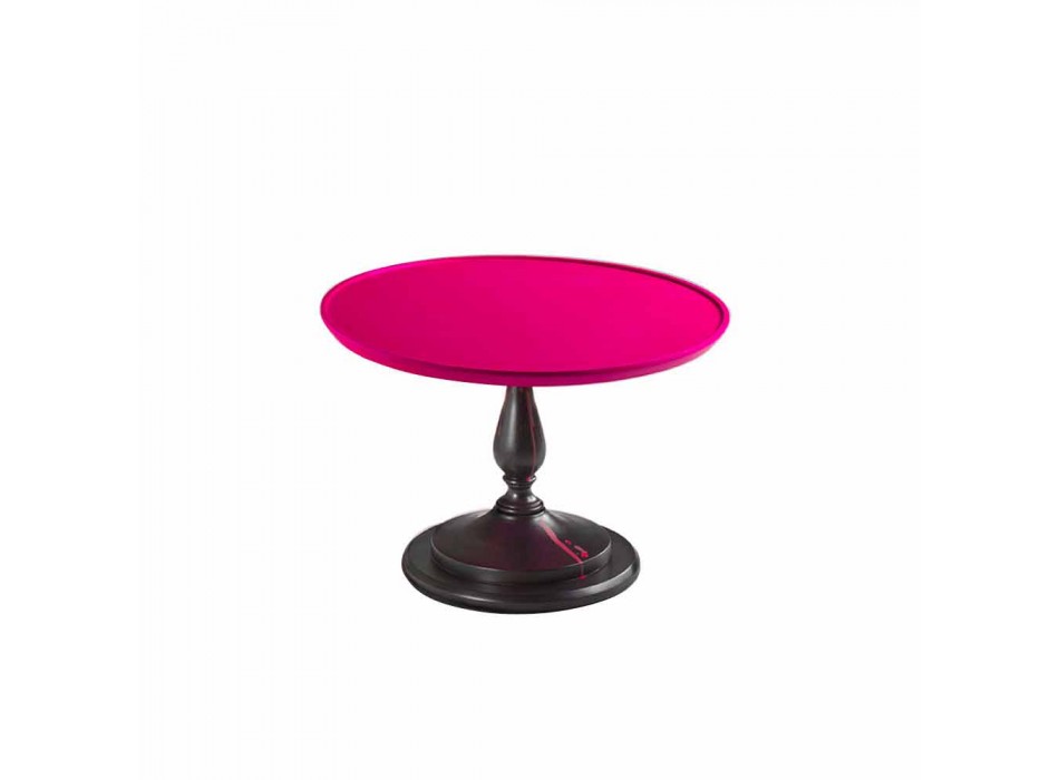 Cocktail-Lounge-Tisch mit rosa lackiertem Top, 70 cm Durchmesser, Nik