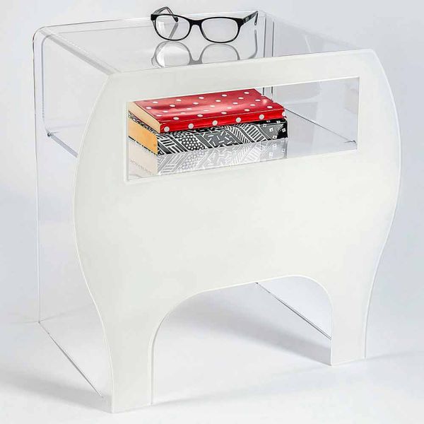 Design wohnzimmer kleiner tisch / nachttisch aus acrylglas, mineo