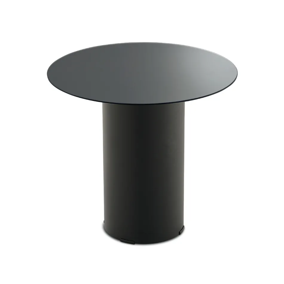 Couchtisch mit Metallgestell und Ø45 cm Spiegel- oder Glasplatte - Flaminia Viadurini