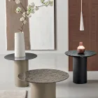 Couchtisch mit Metallgestell und Ø45 cm Spiegel- oder Glasplatte - Flaminia Viadurini