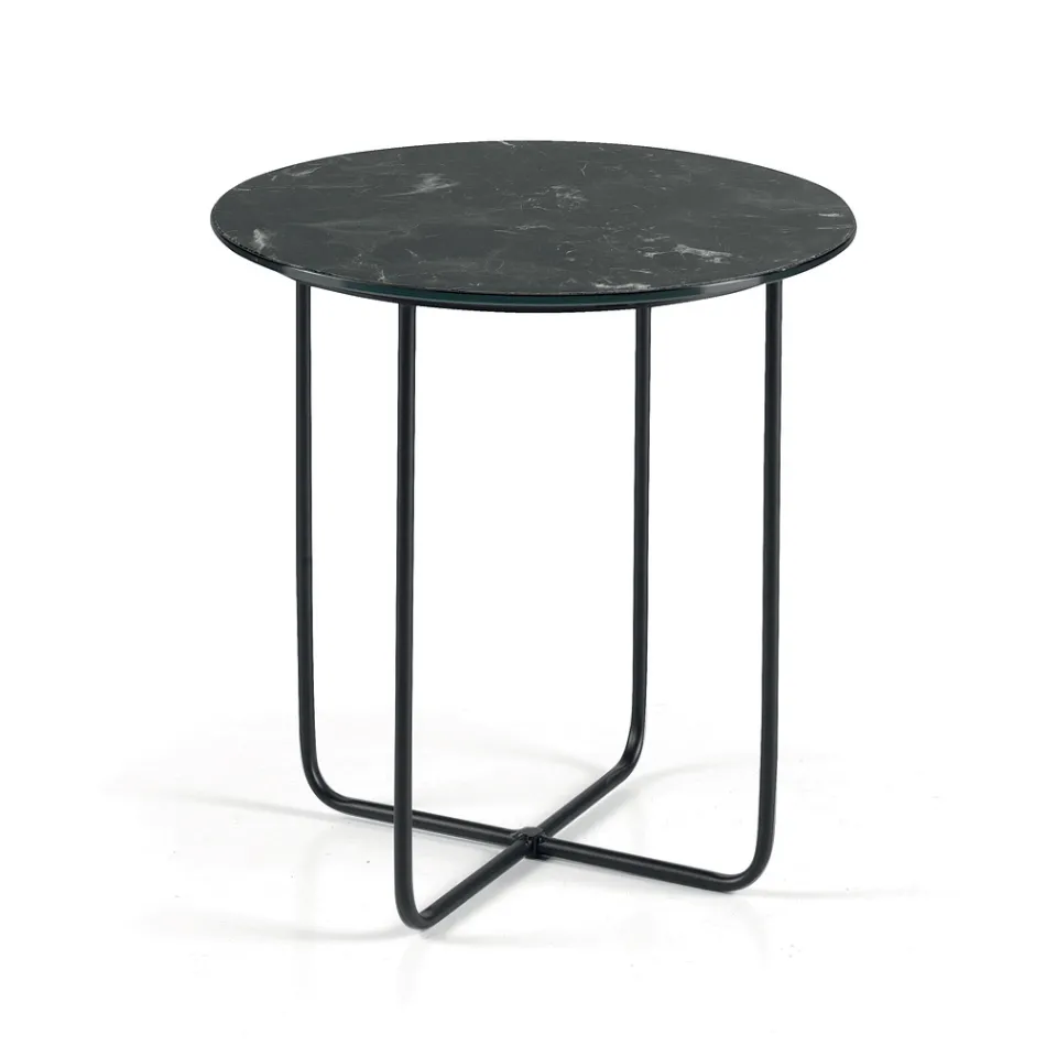 Couchtisch mit Spiegel und Keramikplatte in Marmoroptik, hergestellt in Italien - Giusta Viadurini