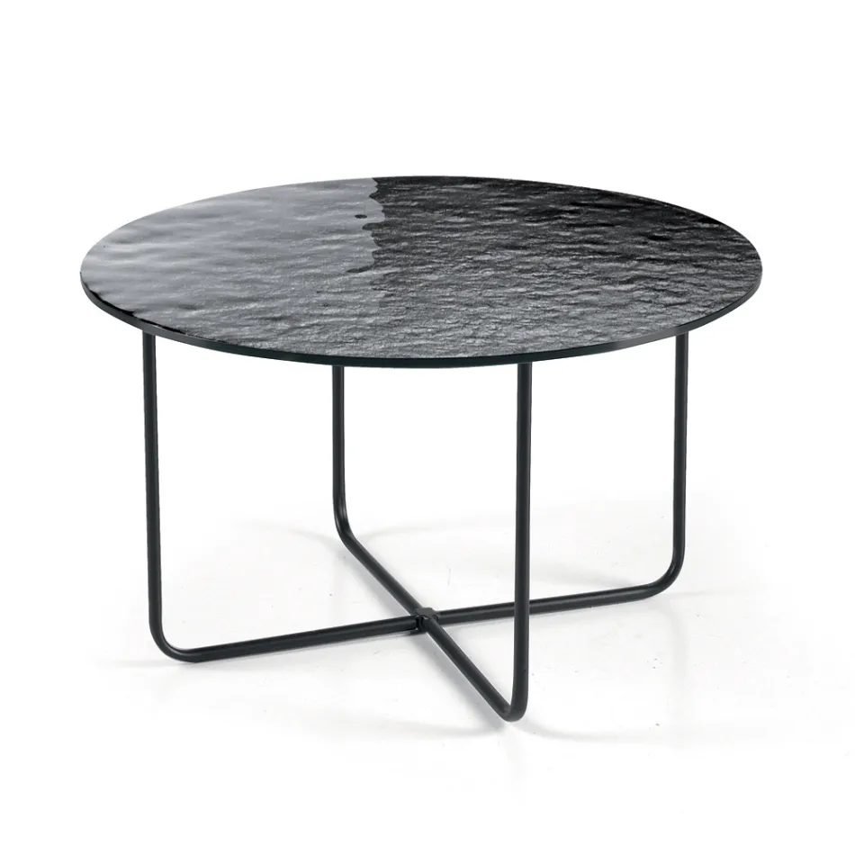 Couchtisch mit Spiegel und Keramikplatte in Marmoroptik, hergestellt in Italien - Giusta Viadurini