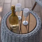 Gartencontainertisch aus Teakholz und Seilgeflecht - Arjuna Viadurini